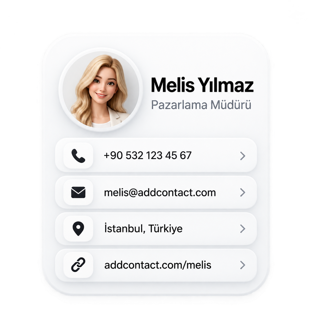 İletişim bilgileriniz tek kartta